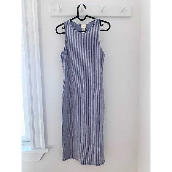 Caution to the Wind Women's Bodycon Blue & White Stripe Midi Tank Dress Size M - Picture 1 of 6